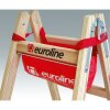 euroline Nr. 10504 Holz-Sprossenstehleiter mit Comfort-Breitsprosse und Eimerhaken (serienmäßig mit Werkzeugablagetasche)