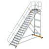 Plattformtreppe 45&deg; fahrbar Stufenbreite 1000 mm 18 Stufen Aluminium geriffelt