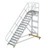 Plattformtreppe 45&deg; fahrbar Stufenbreite 1000mm 16 Stufen Aluminium geriffelt