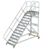 Plattformtreppe 45&deg; fahrbar Stufenbreite 1000mm 13 Stufen Aluminium geriffelt