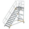 Plattformtreppe 45&deg; fahrbar Stufenbreite 1000mm 12 Stufen Aluminium geriffelt