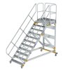 Plattformtreppe 45° fahrbar Stufenbreite 1000mm 11 Stufen Aluminium geriffelt