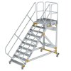 Plattformtreppe 45° fahrbar Stufenbreite 1000mm 10 Stufen Aluminium geriffelt