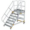 Plattformtreppe 45&deg; fahrbar Stufenbreite 1000mm 7 Stufen Aluminium geriffelt
