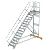 Plattformtreppe 45&deg; fahrbar Stufenbreite 800 mm 15 Stufen Aluminium geriffelt