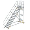 Plattformtreppe 45° fahrbar Stufenbreite 800 mm 14 Stufen Aluminium geriffelt