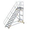 Plattformtreppe 45° fahrbar Stufenbreite 800 mm 13 Stufen Aluminium geriffelt