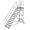 Plattformtreppe 45&deg; fahrbar Stufenbreite 800 mm 12 Stufen Aluminium geriffelt
