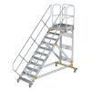 Plattformtreppe 45&deg; fahrbar Stufenbreite 800 mm 11 Stufen Aluminium geriffelt