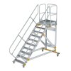 Plattformtreppe 45&deg; fahrbar Stufenbreite 800 mm 10 Stufen Aluminium geriffelt