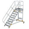 Plattformtreppe 45&deg; fahrbar Stufenbreite 800 mm 9 Stufen Aluminium geriffelt