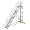 Plattformtreppe 45&deg; fahrbar Stufenbreite 600 mm 18 Stufen Aluminium geriffelt