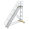 Plattformtreppe 45° fahrbar Stufenbreite 600 mm 17 Stufen Aluminium geriffelt
