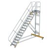 Plattformtreppe 45&deg; fahrbar Stufenbreite 600 mm 15 Stufen Aluminium geriffelt