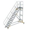 Plattformtreppe 45&deg; fahrbar Stufenbreite 600 mm 13 Stufen Aluminium geriffelt