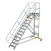 Plattformtreppe 45&deg; fahrbar Stufenbreite 600 mm 12 Stufen Aluminium geriffelt