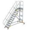 Plattformtreppe 45° fahrbar Stufenbreite 600 mm 11 Stufen Aluminium geriffelt