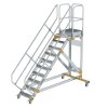 Plattformtreppe 45&deg; fahrbar Stufenbreite 600 mm 10 Stufen Aluminium geriffelt