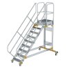 Plattformtreppe 45° fahrbar Stufenbreite 600 mm 9 Stufen Aluminium geriffelt