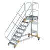 Plattformtreppe 45° fahrbar Stufenbreite 600 mm 8 Stufen Aluminium geriffelt