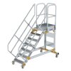 Plattformtreppe 45&deg; fahrbar Stufenbreite 600 mm 7 Stufen Aluminium geriffelt