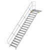 Treppe mit Plattform 45° Stufenbreite 1000 mm 18 Stufen Aluminium geriffelt