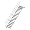 Treppe mit Plattform 45&deg; Stufenbreite 1000 mm 17 Stufen Aluminium geriffelt