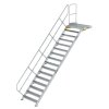 Treppe mit Plattform 45&deg; Stufenbreite 1000 mm 16 Stufen Aluminium geriffelt
