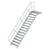 Treppe mit Plattform 45&deg; Stufenbreite 1000 mm 15 Stufen Aluminium geriffelt