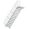 Treppe mit Plattform 45&deg; Stufenbreite 1000 mm 14 Stufen Aluminium geriffelt