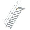 Treppe mit Plattform 45&deg; Stufenbreite 1000 mm 12 Stufen Aluminium geriffelt