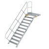 Treppe mit Plattform 45&deg; Stufenbreite 1000 mm 11 Stufen Aluminium geriffelt