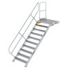 Treppe mit Plattform 45° Stufenbreite 1000 mm 10 Stufen Aluminium geriffelt