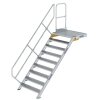 Treppe mit Plattform 45&deg; Stufenbreite 1000 mm 9 Stufen Aluminium geriffelt