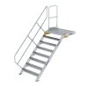 Treppe mit Plattform 45° Stufenbreite 1000 mm 8 Stufen Aluminium geriffelt