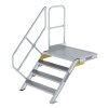 Treppe mit Plattform 45&deg; Stufenbreite 1000 mm 4 Stufen Aluminium geriffelt