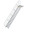 Treppe mit Plattform 45&deg; Stufenbreite 800 mm 18 Stufen Aluminium geriffelt