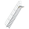 Treppe mit Plattform 45&deg; Stufenbreite 800 mm 17 Stufen Aluminium geriffelt
