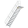 Treppe mit Plattform 45&deg; Stufenbreite 800 mm 14 Stufen Aluminium geriffelt