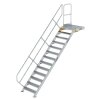 Treppe mit Plattform 45° Stufenbreite 800 mm 13 Stufen Aluminium geriffelt