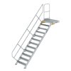 Treppe mit Plattform 45° Stufenbreite 800 mm 12 Stufen Aluminium geriffelt