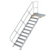 Treppe mit Plattform 45° Stufenbreite 800 mm 11 Stufen Aluminium geriffelt