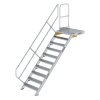 Treppe mit Plattform 45&deg; Stufenbreite 800 mm 10 Stufen Aluminium geriffelt