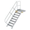 Treppe mit Plattform 45&deg; Stufenbreite 800 mm 8 Stufen Aluminium geriffelt
