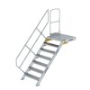 Treppe mit Plattform 45&deg; Stufenbreite 800 mm 7 Stufen Aluminium geriffelt