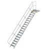 Treppe mit Plattform 45&deg; Stufenbreite 600 mm 18 Stufen Aluminium geriffelt