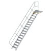 Treppe mit Plattform 45&deg; Stufenbreite 600 mm 17 Stufen Aluminium geriffelt