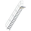 Treppe mit Plattform 45° Stufenbreite 600 mm 16 Stufen Aluminium geriffelt