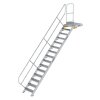 Treppe mit Plattform 45&deg; Stufenbreite 600 mm 15 Stufen Aluminium geriffelt