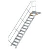 Treppe mit Plattform 45° Stufenbreite 600 mm 13 Stufen Aluminium geriffelt